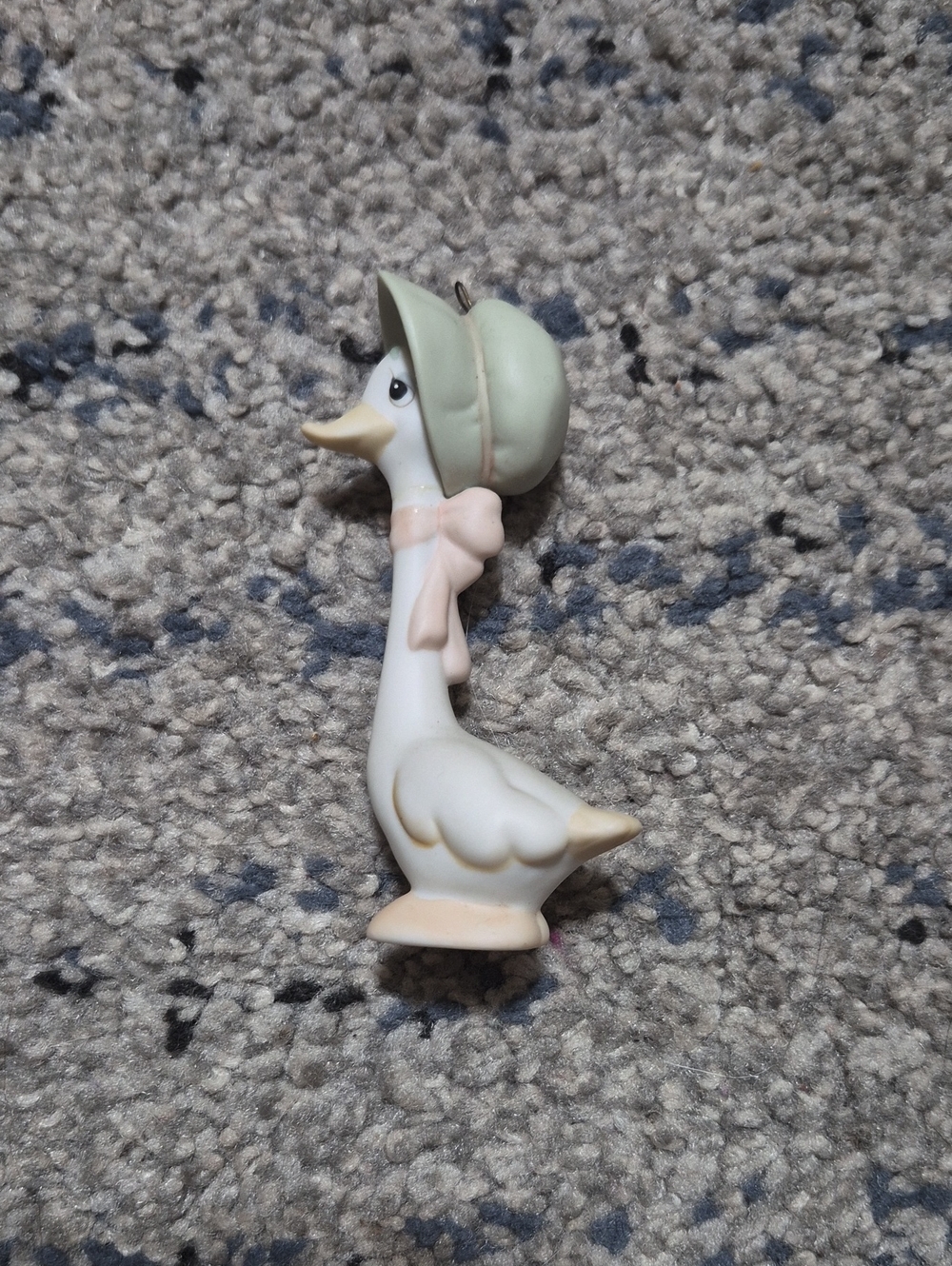 Precious Moments White Goose Ornament with Mint Hat and Pink Bow 15857